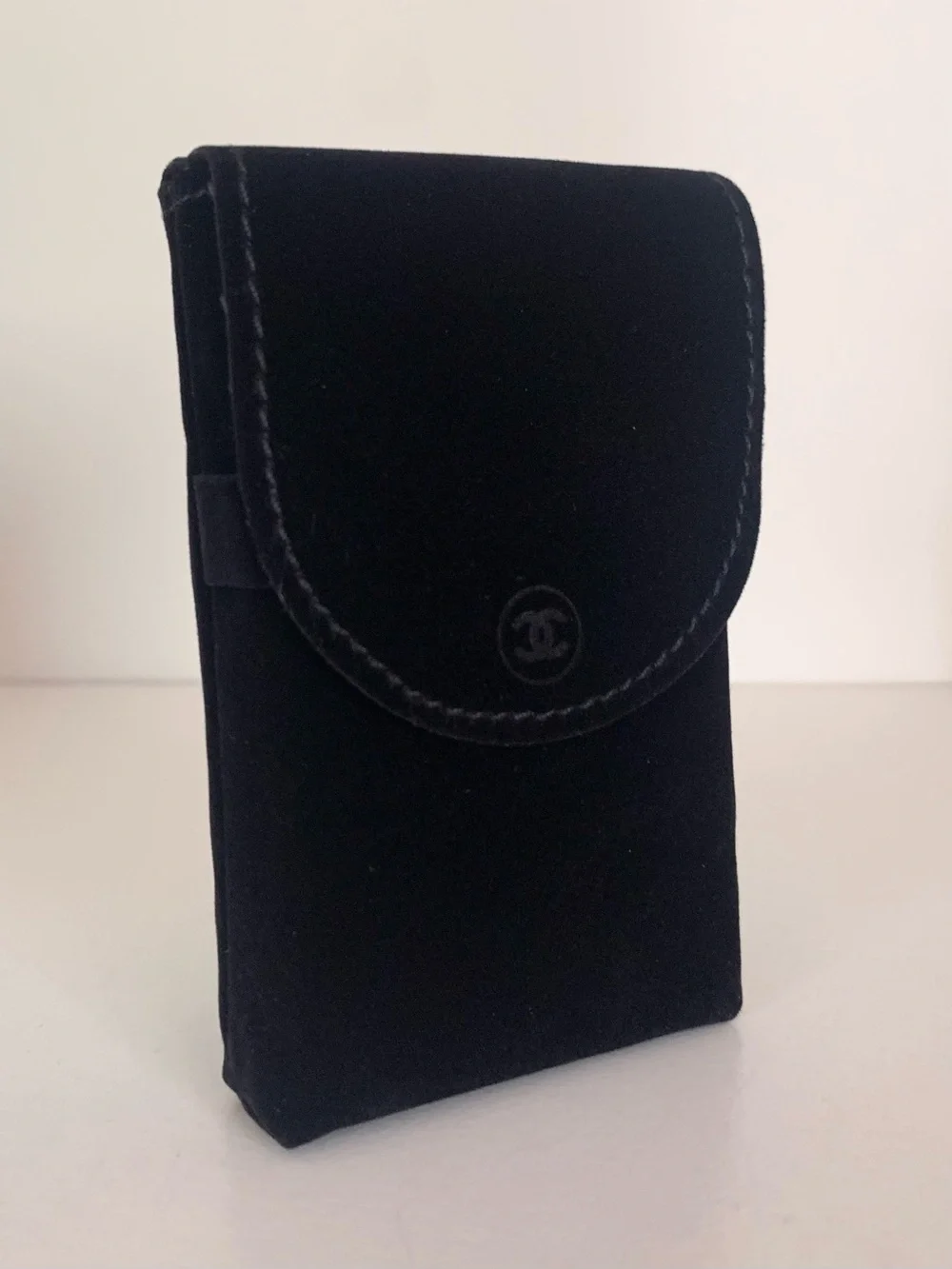 Chanel black velvet pouch case